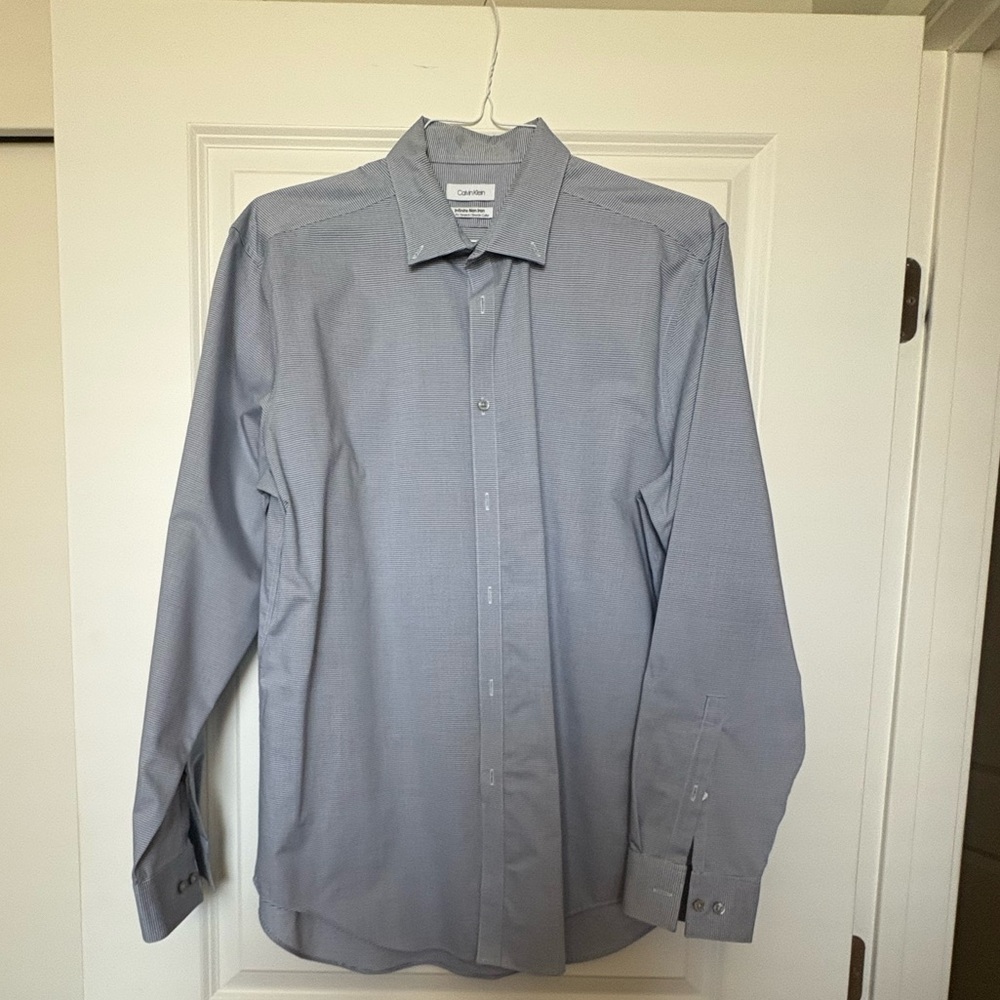 Calvin Klein Blue Dress Shirt Long-Sleeve Classic